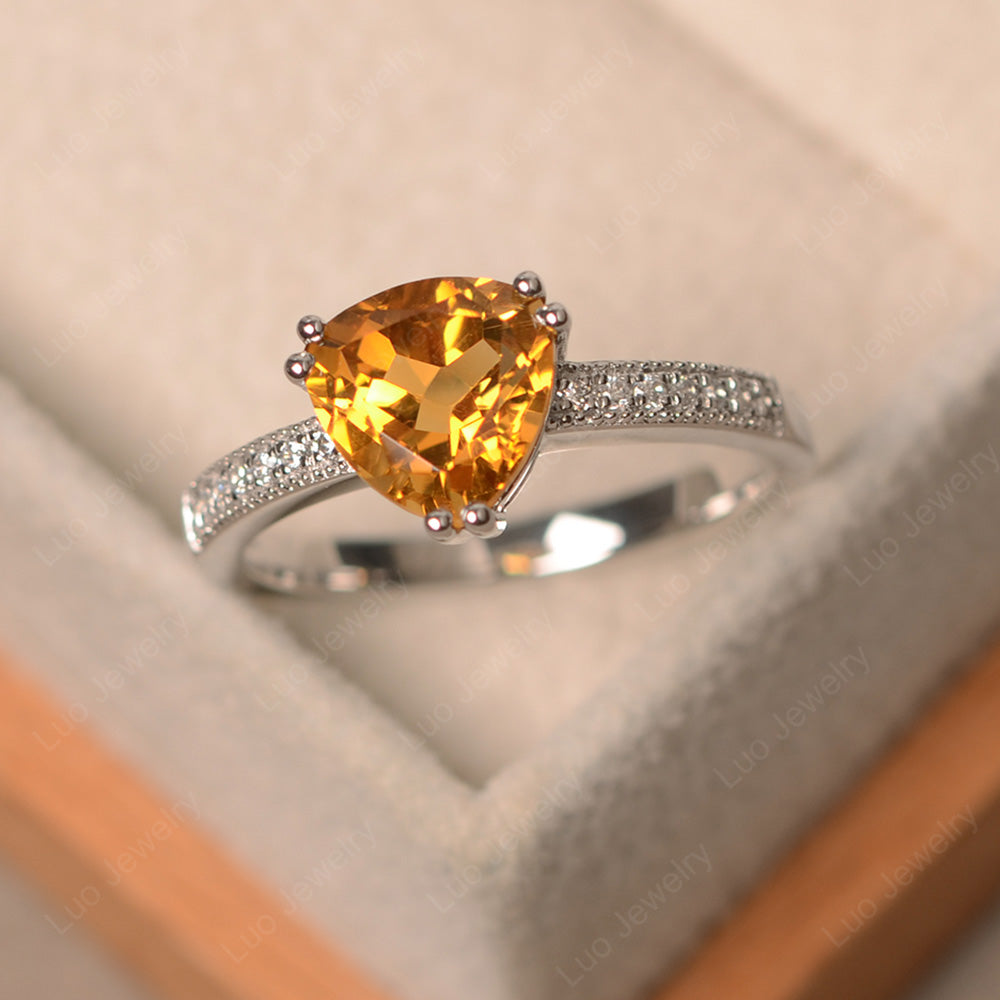 Trillion Cut Citrine Double Prong Ring - LUO Jewelry
