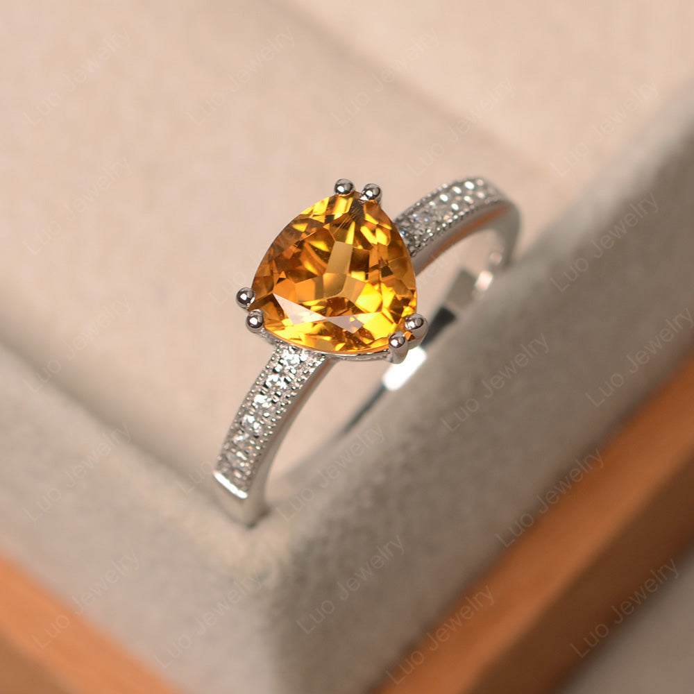 Trillion Cut Citrine Double Prong Ring - LUO Jewelry