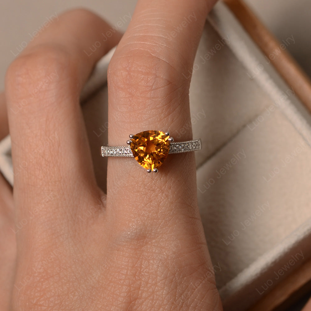 Trillion Cut Citrine Double Prong Ring - LUO Jewelry