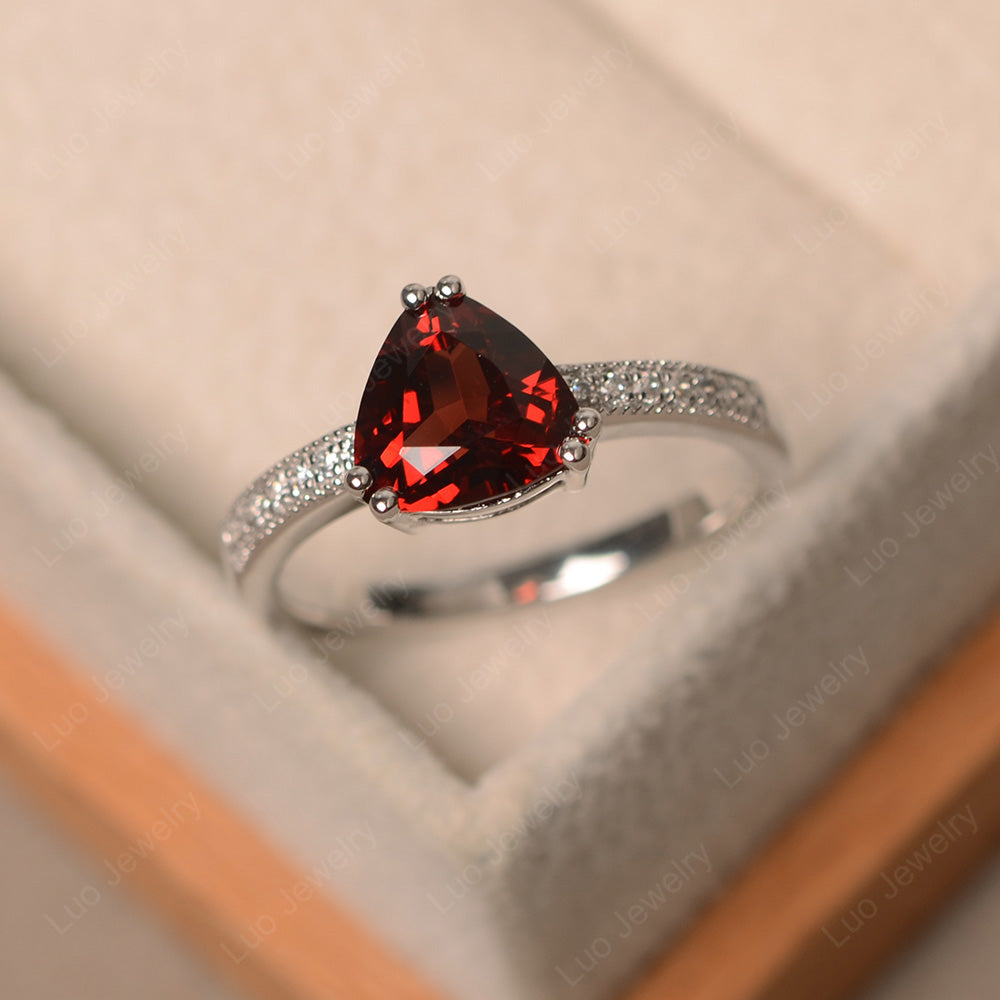 Trillion Cut Garnet Double Prong Ring - LUO Jewelry