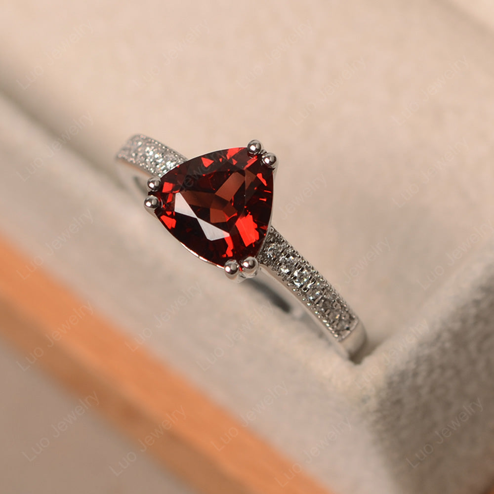 Trillion Cut Garnet Double Prong Ring - LUO Jewelry