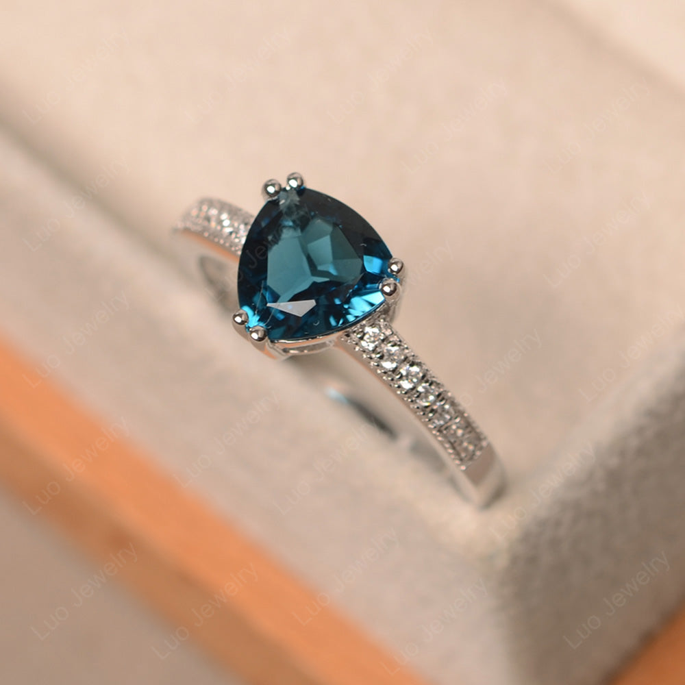 Trillion Cut London Blue Topaz Double Prong Ring - LUO Jewelry