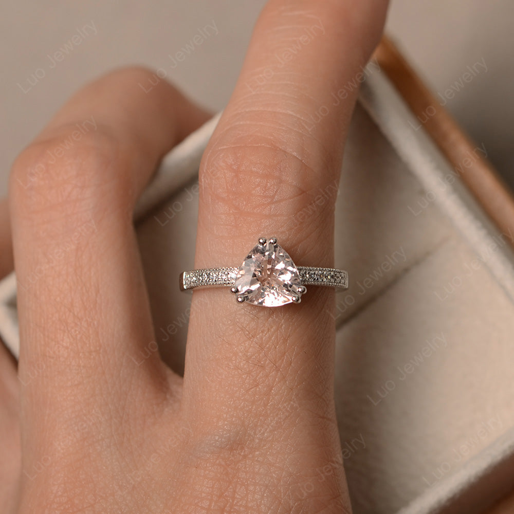 Trillion Cut Morganite Double Prong Ring - LUO Jewelry