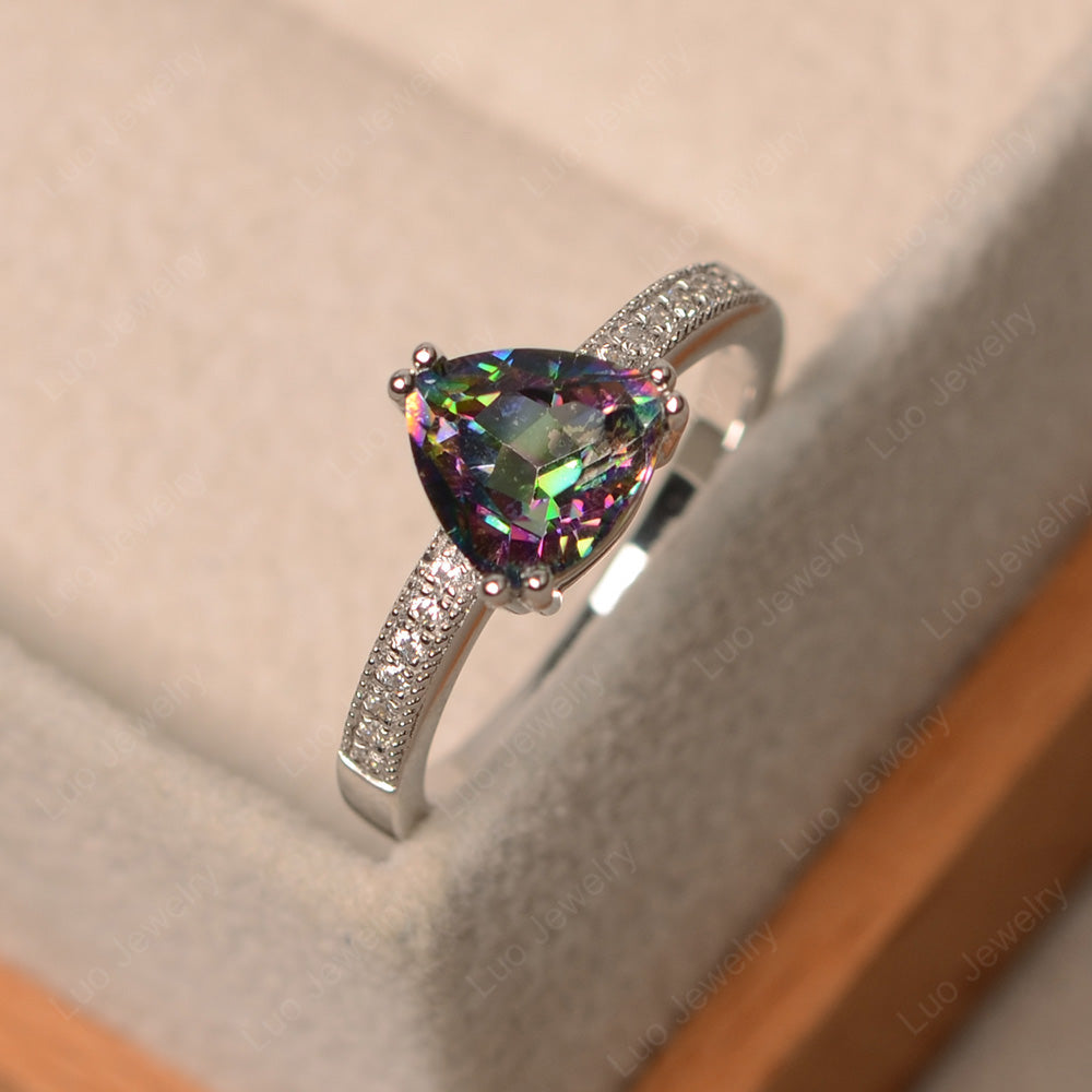 Trillion Cut Mystic Topaz Double Prong Ring - LUO Jewelry