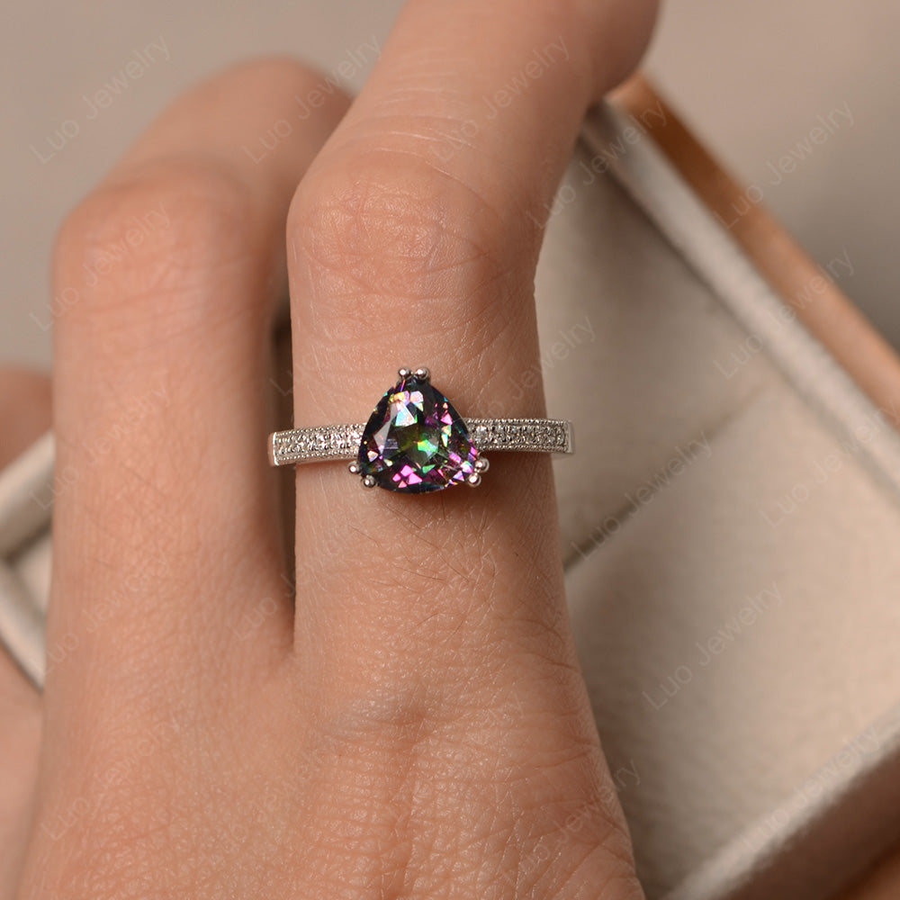 Trillion Cut Mystic Topaz Double Prong Ring - LUO Jewelry
