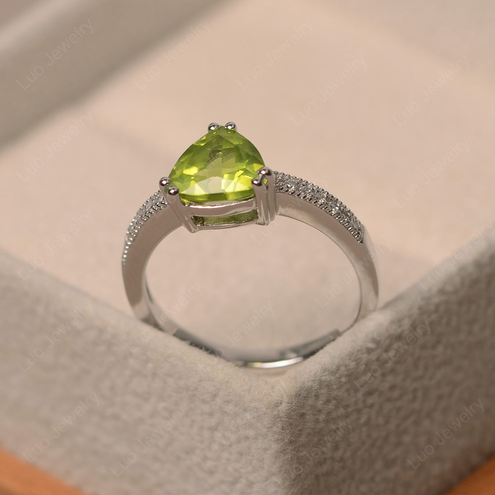 Trillion Cut Peridot Double Prong Ring - LUO Jewelry