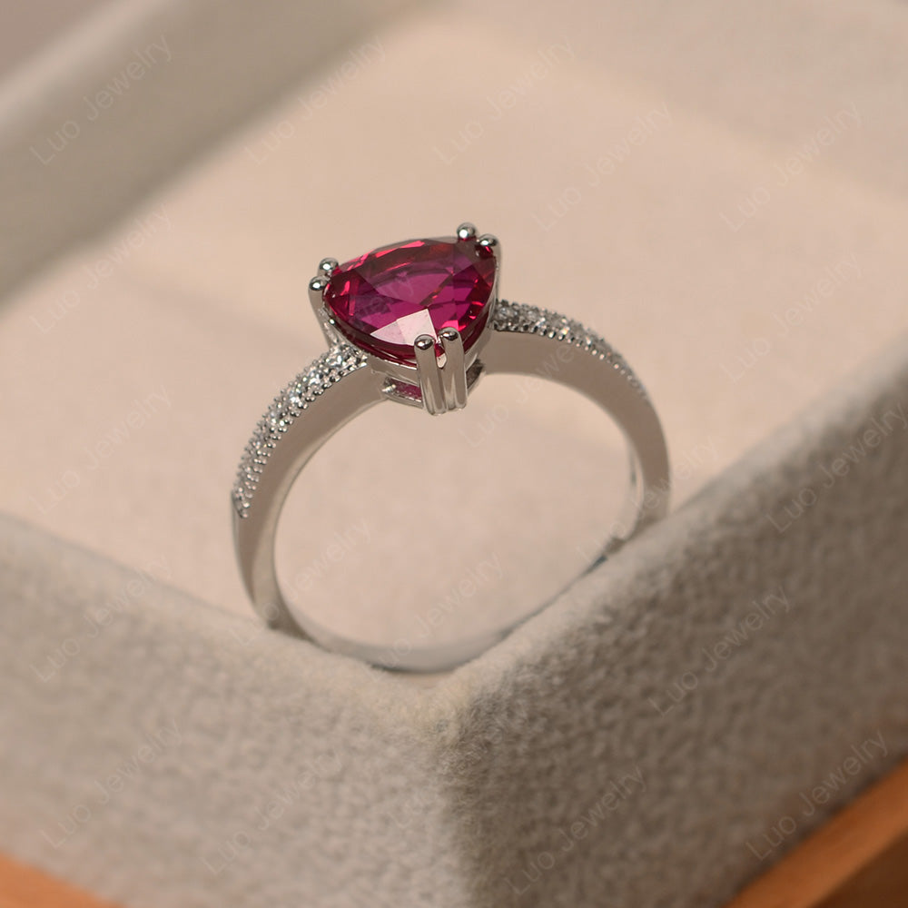 Trillion Cut Ruby Double Prong Ring - LUO Jewelry