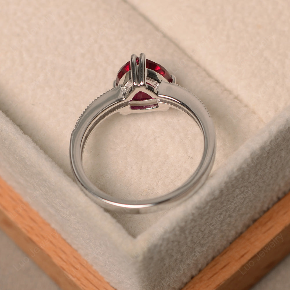 Trillion Cut Ruby Double Prong Ring - LUO Jewelry