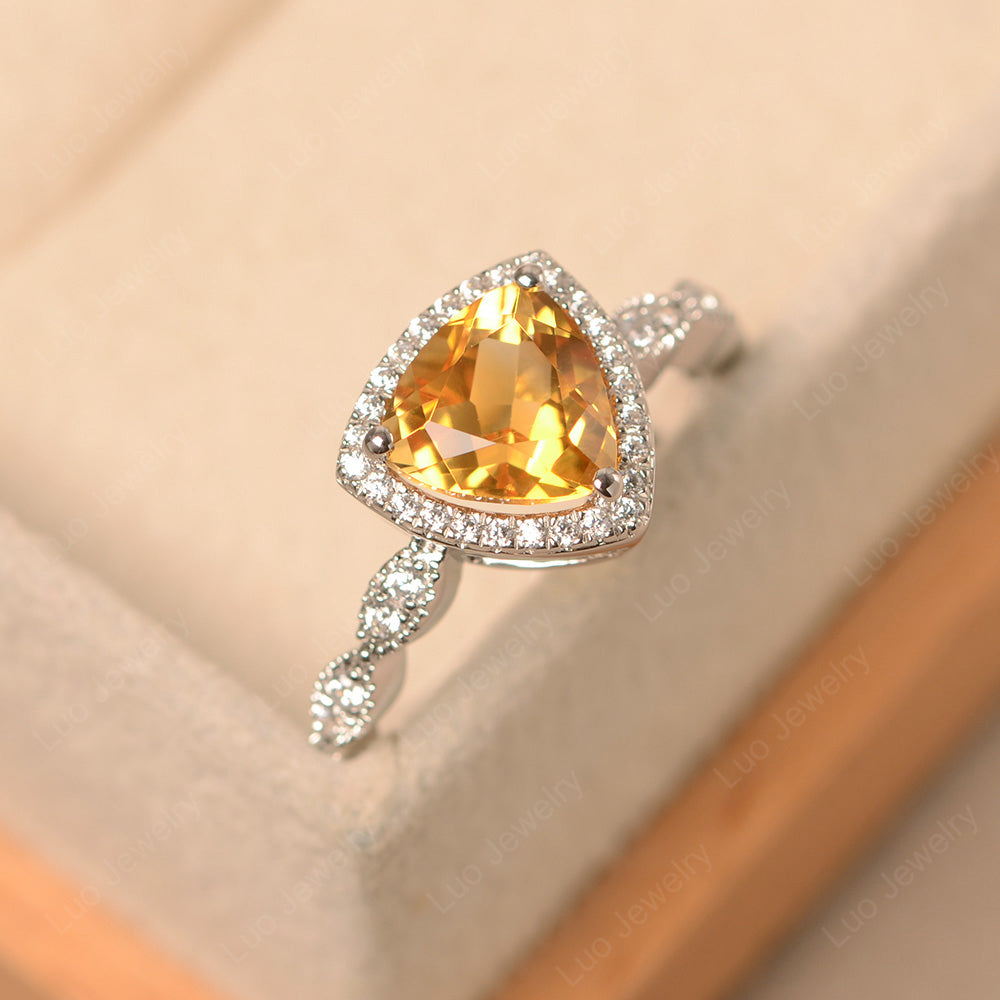 Trillion Cut Citrine Cocktail Halo Ring - LUO Jewelry