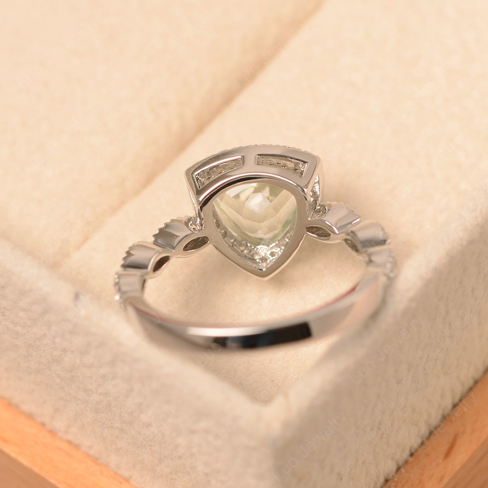 Trillion Cut Green Amethyst Cocktail Halo Ring - LUO Jewelry