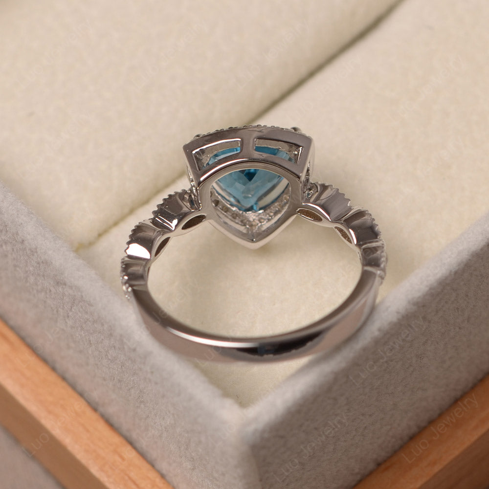 Trillion Cut London Blue Topaz Cocktail Halo Ring - LUO Jewelry