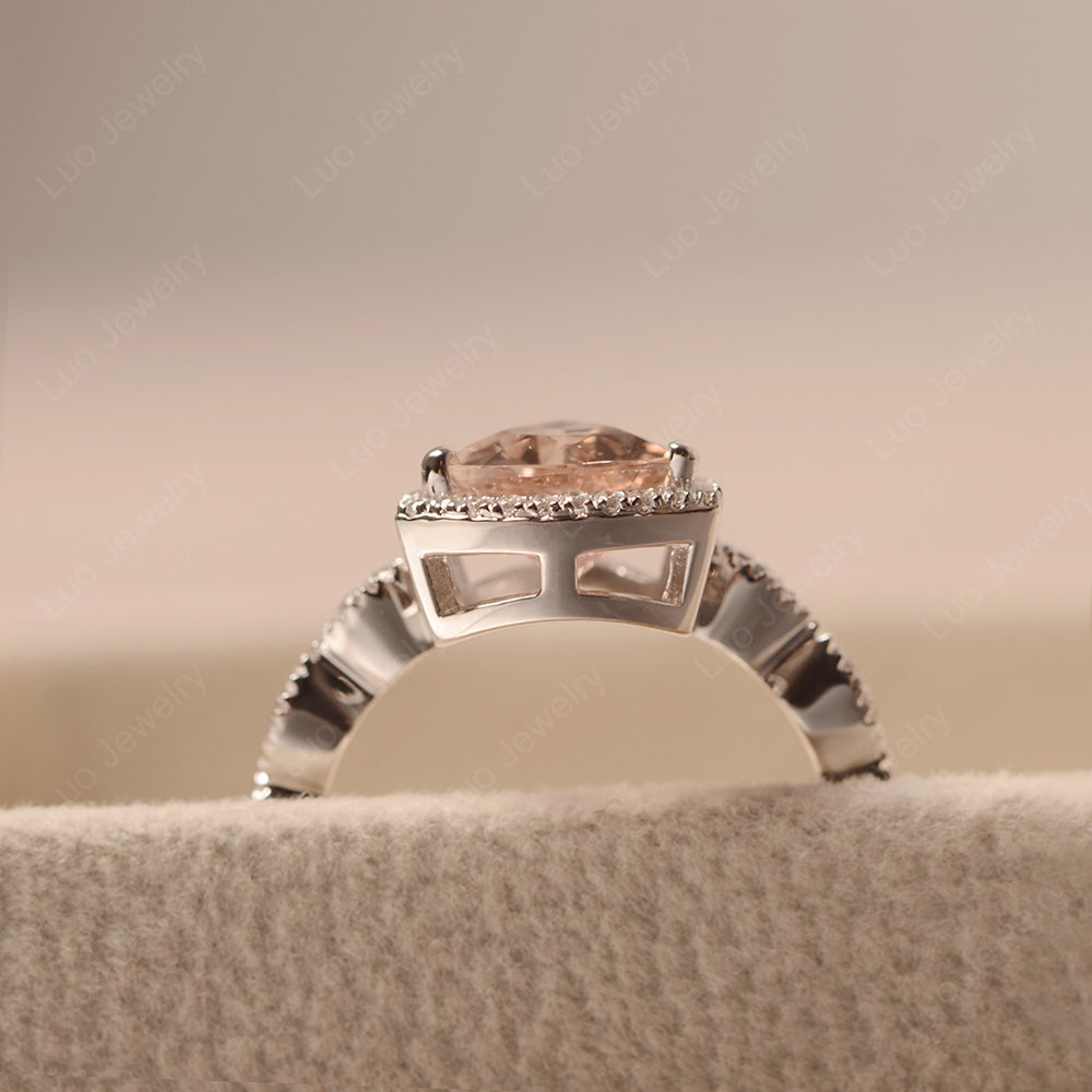 Trillion Cut Morganite Cocktail Halo Ring - LUO Jewelry