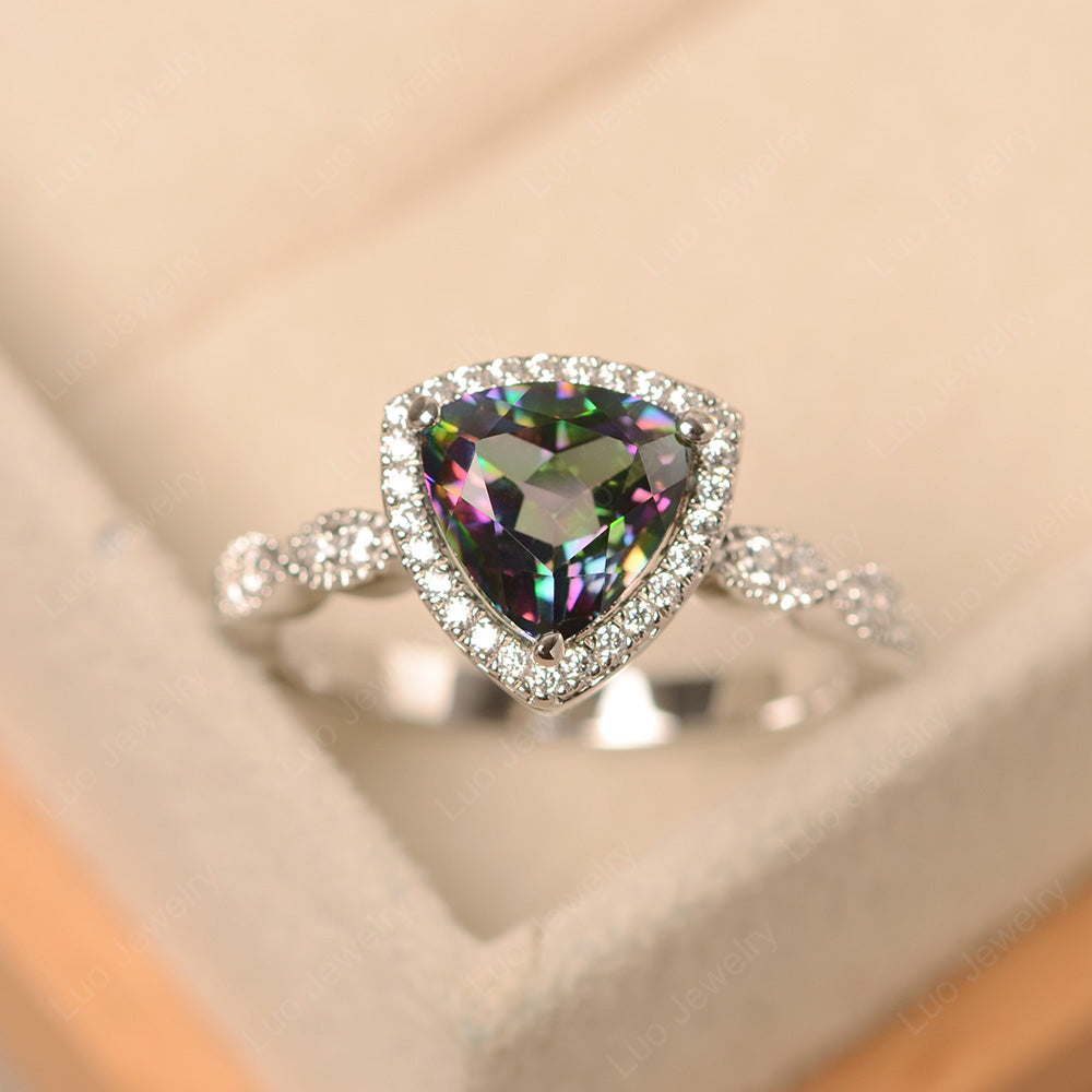 Trillion Cut Mystic Topaz Cocktail Halo Ring - LUO Jewelry