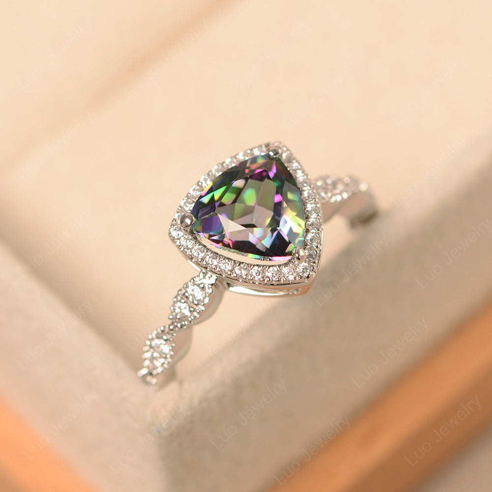 Trillion Cut Mystic Topaz Cocktail Halo Ring - LUO Jewelry