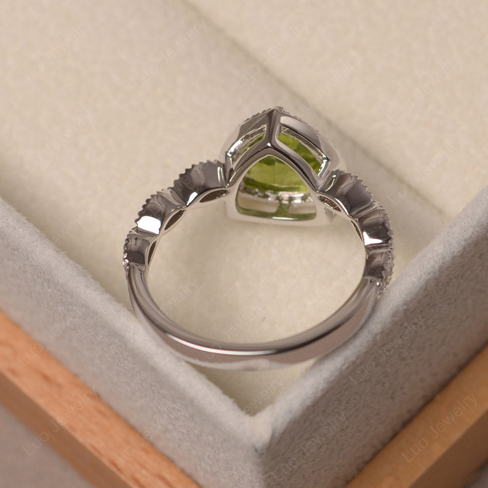 Trillion Cut Peridot Cocktail Halo Ring - LUO Jewelry