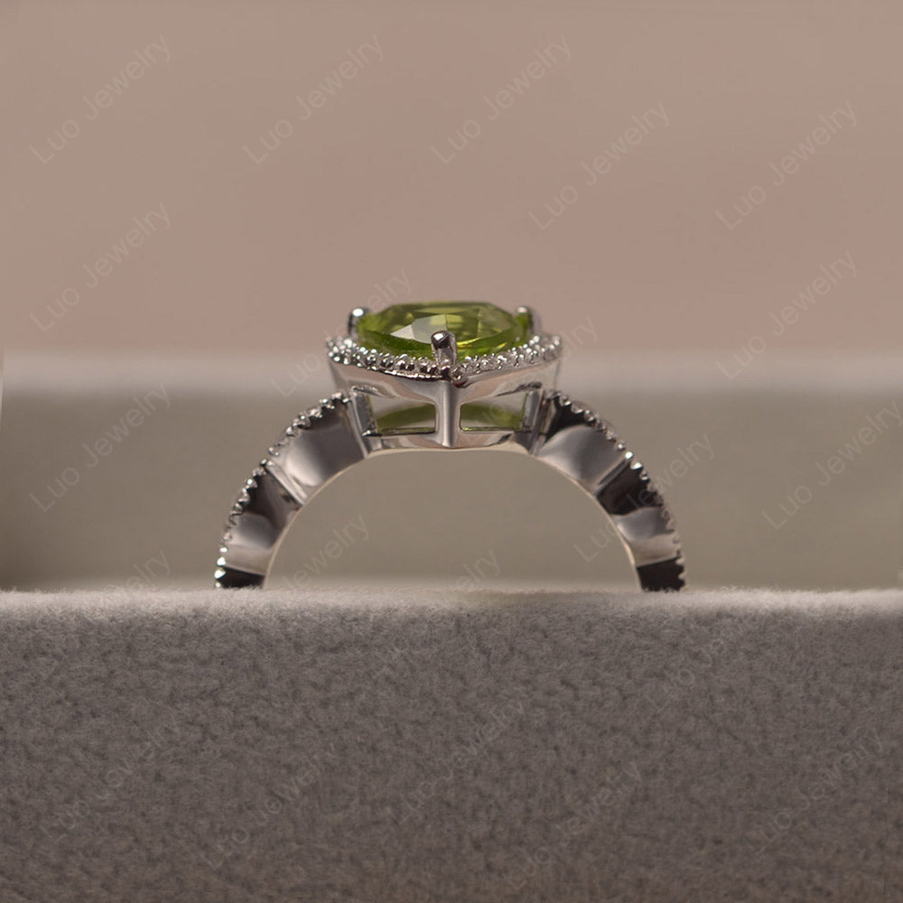 Trillion Cut Peridot Cocktail Halo Ring - LUO Jewelry