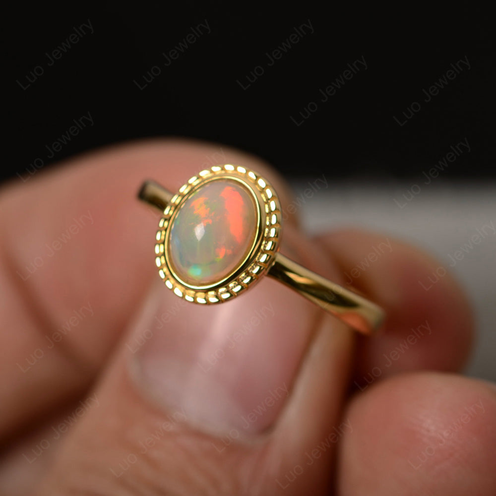 Vintage Cabochon Opal Solitaire Ring - LUO Jewelry