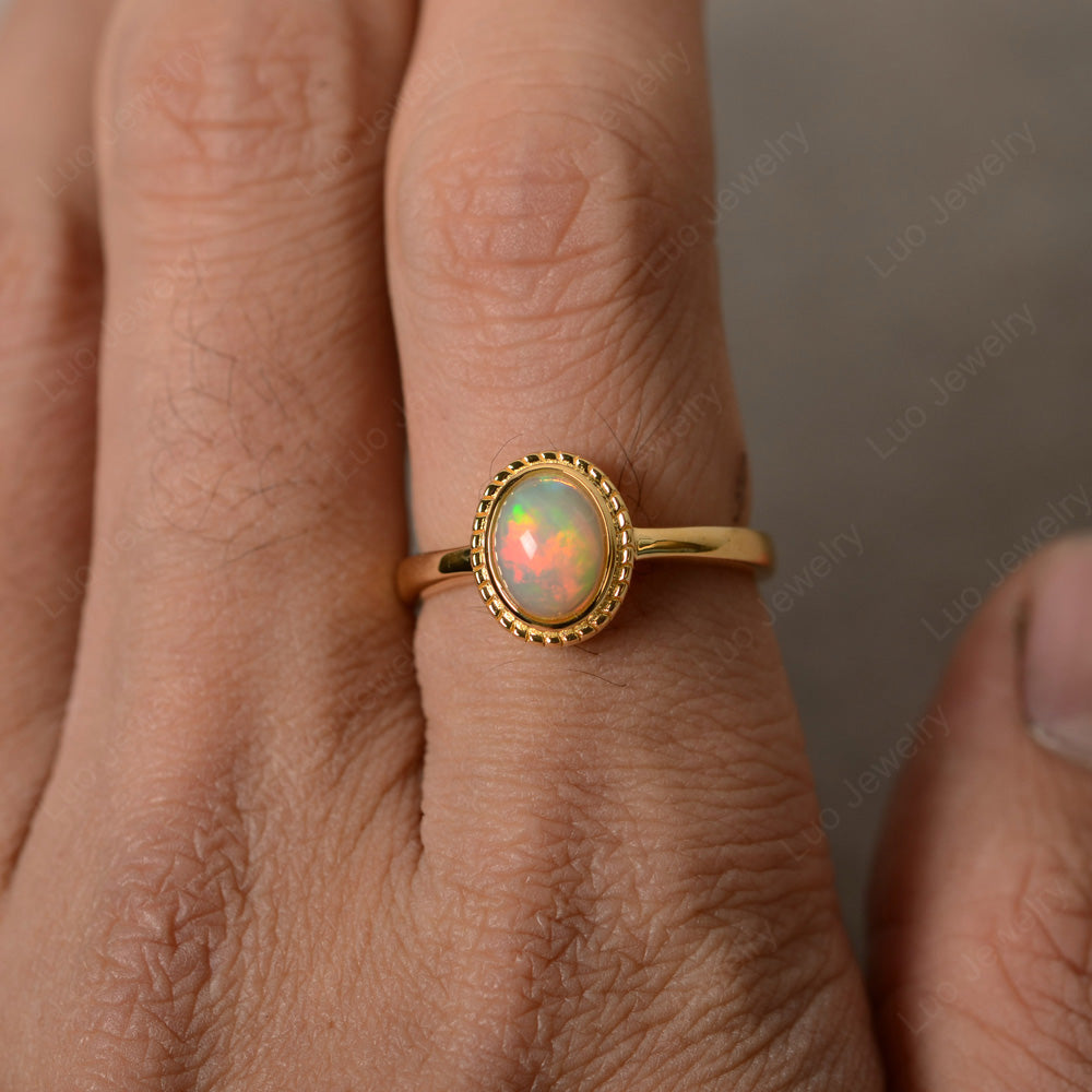 Vintage Cabochon Opal Solitaire Ring - LUO Jewelry