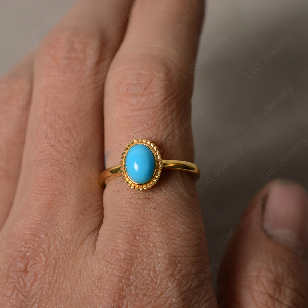 Vintage Oval Turquoise Ring - LUO Jewelry