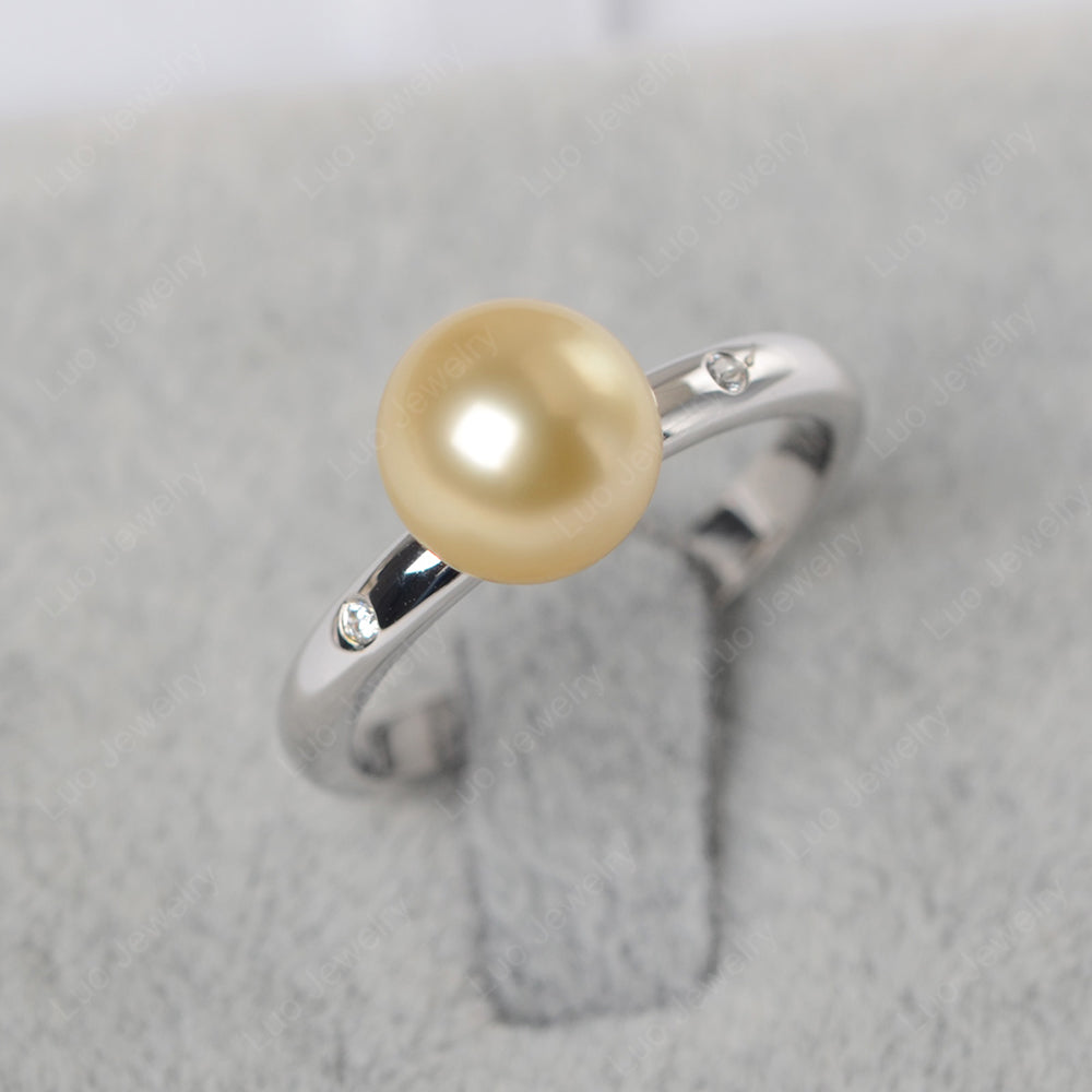 Gold Pearl Engagement Ring White Gold - LUO Jewelry