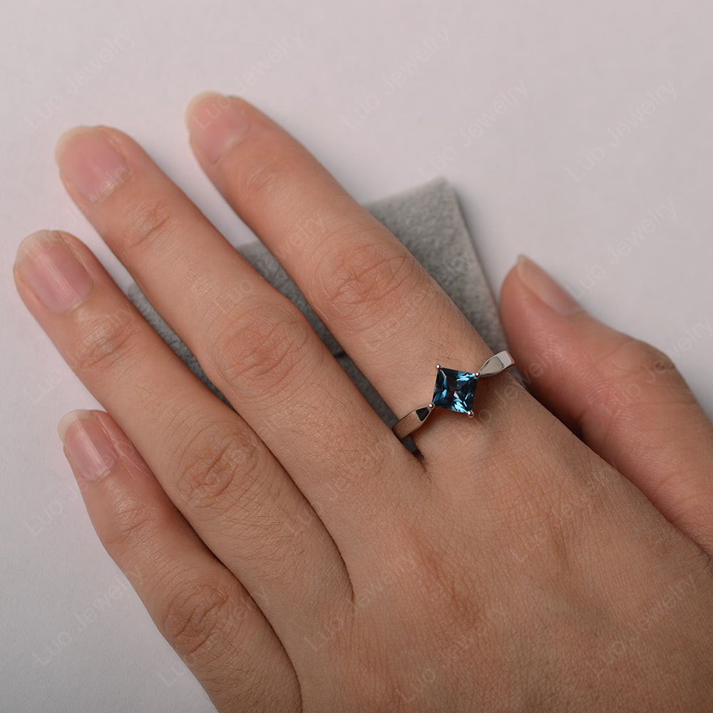 Princess Cut Kite Set London Blue Topaz Solitaire Ring - LUO Jewelry