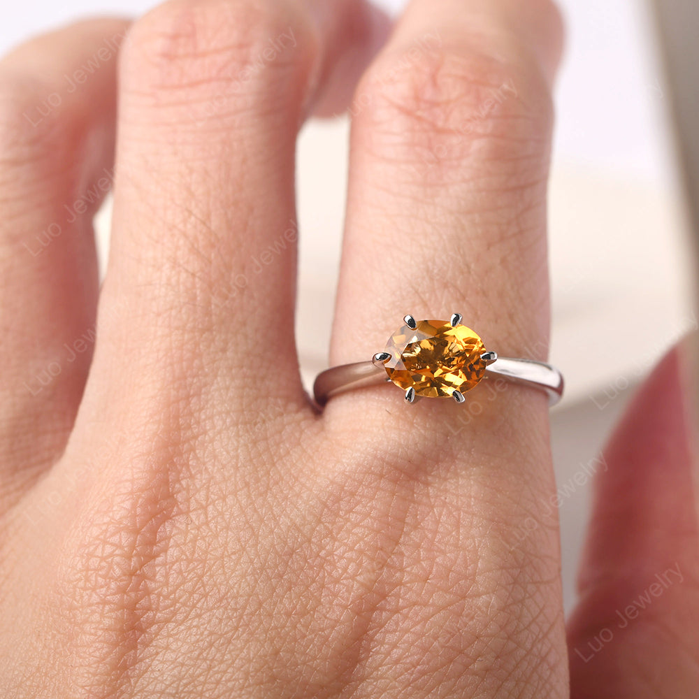 Citrine Horizontal Oval Engagement Ring - LUO Jewelry