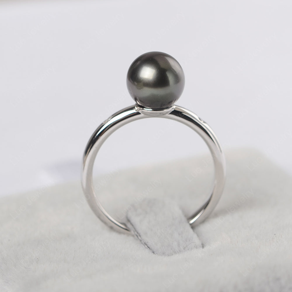 Black Pearl Engagement Ring White Gold - LUO Jewelry