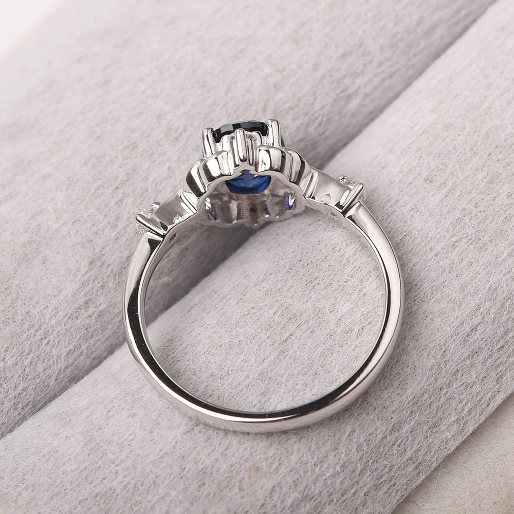Lab Sapphire Ring Oval Vintage Engagement Ring - LUO Jewelry