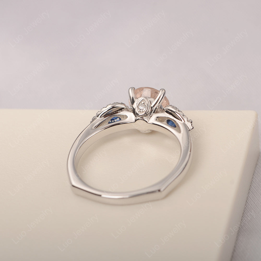 Morganite Euro Shank Ring With Pear Side Stones - LUO Jewelry