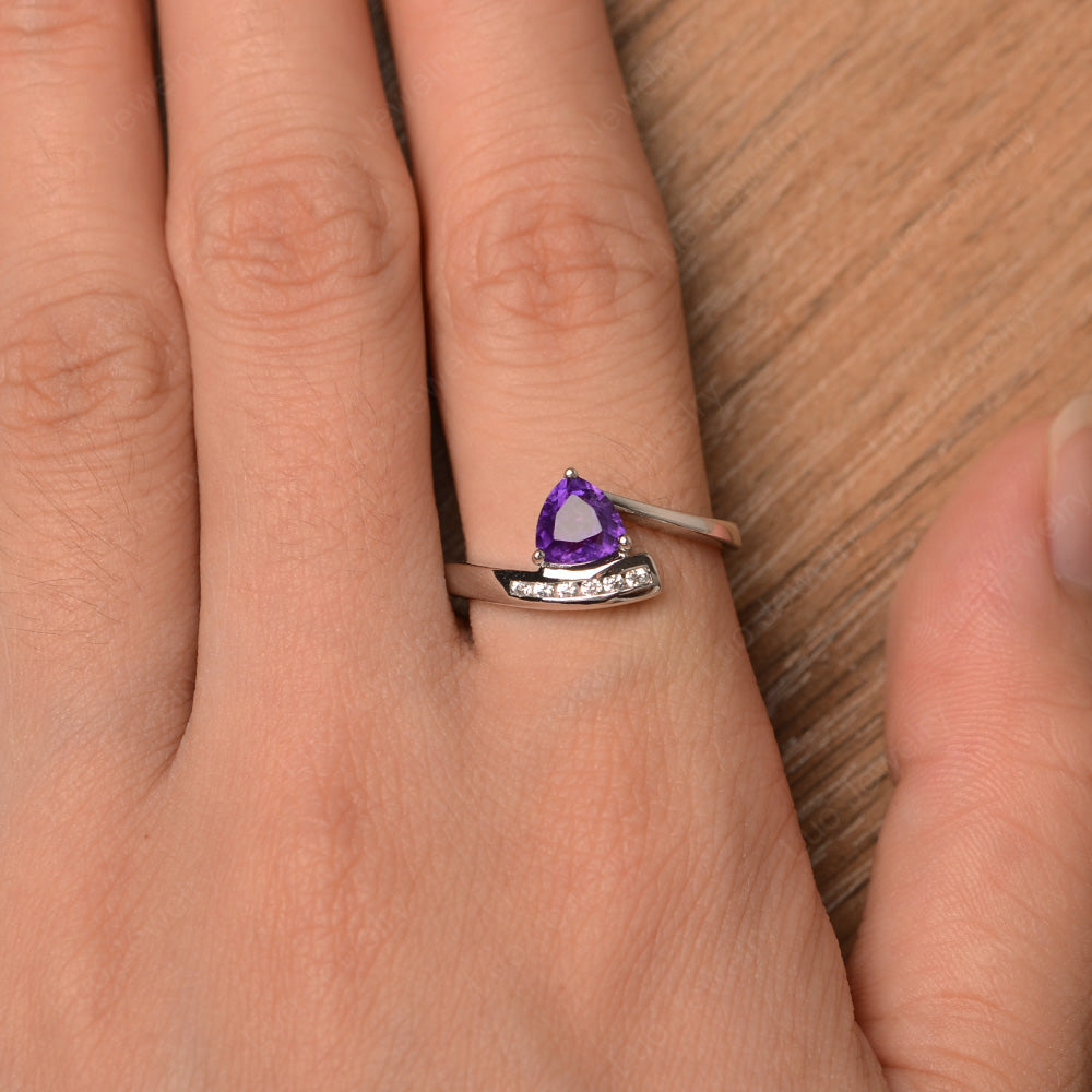 Trillion Cut Amethyst Engagement Ring Silver - LUO Jewelry