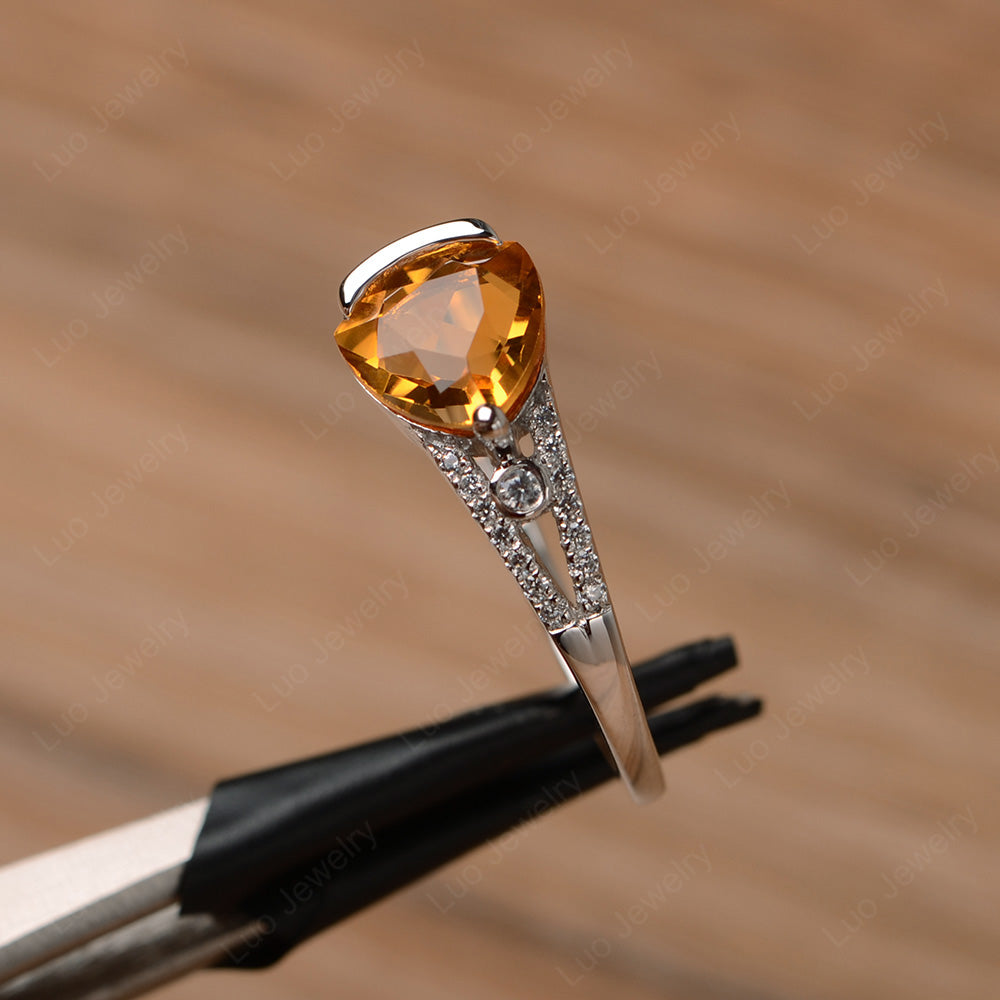 Trillion Cut Citrine Wedding Ring Silver - LUO Jewelry