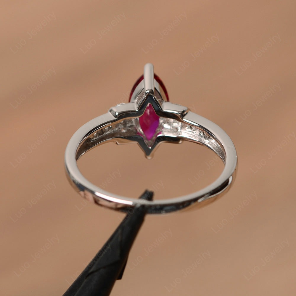 Marquise Cut Ruby Engagement Ring Gold - LUO Jewelry
