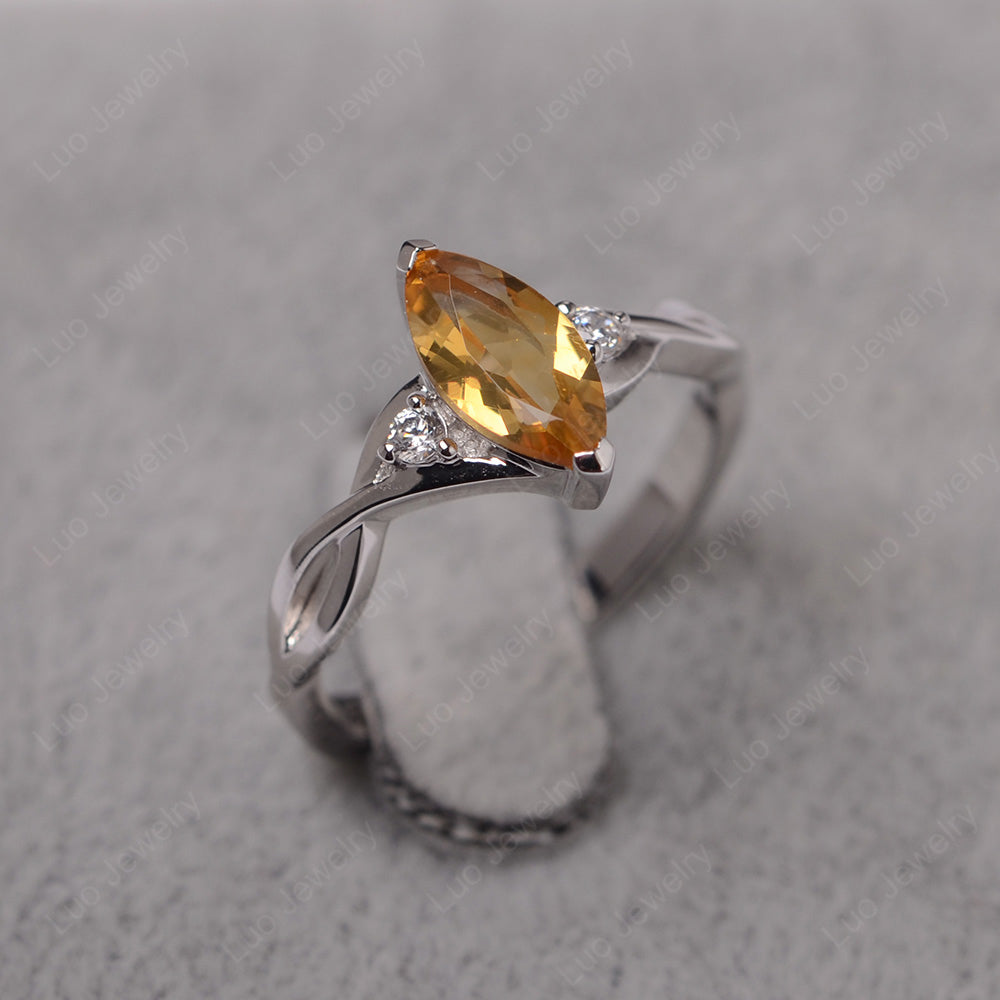 Citrine Ring Marquise Cut Engagement Ring - LUO Jewelry