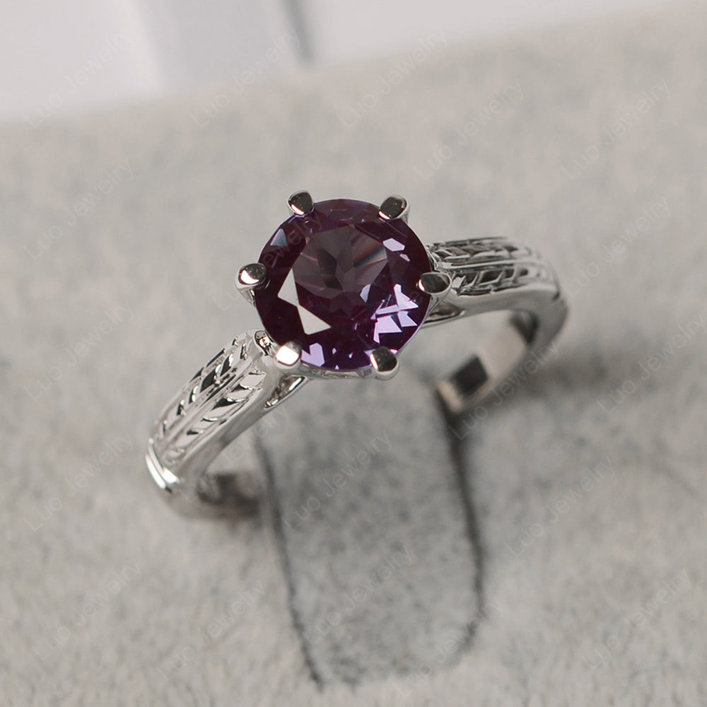 Vintage Alexandrite Cathedral Engagement Ring - LUO Jewelry