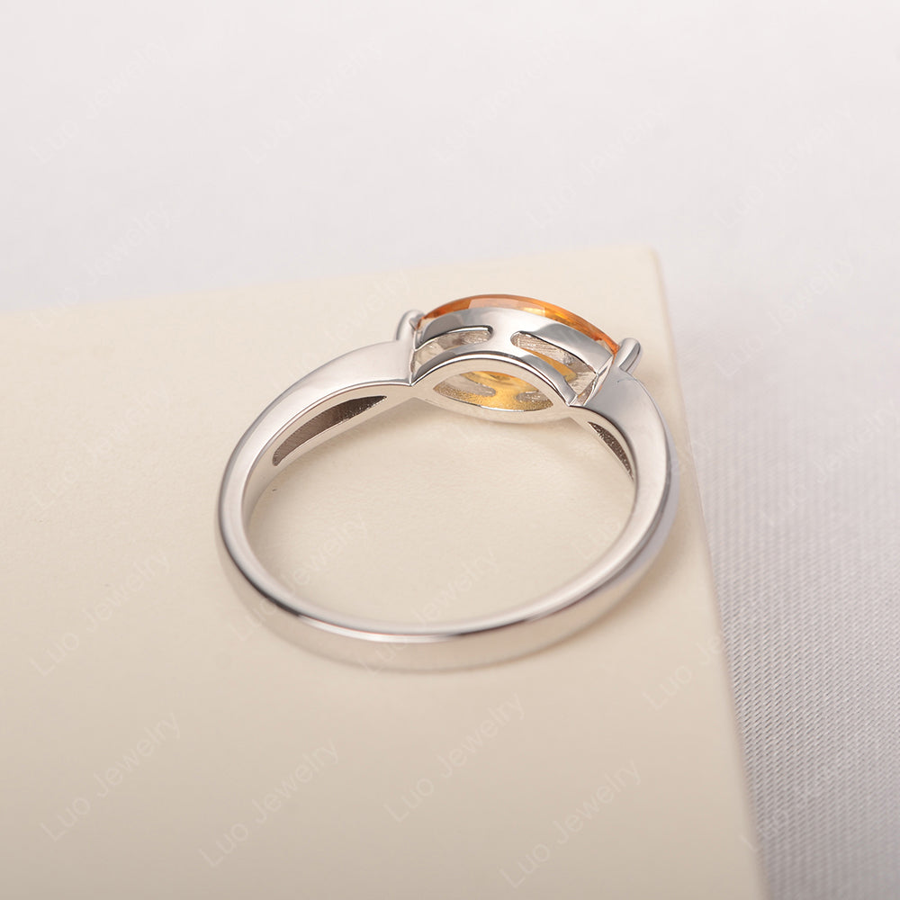 East West Marquise Cut Citrine Solitaire Ring - LUO Jewelry