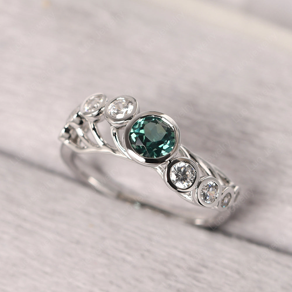Twisted Multi Stone Green Sapphire Ring - LUO Jewelry