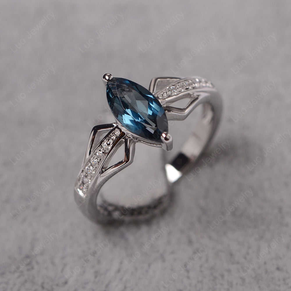 Marquise London Blue Topaz Engagement Ring - LUO Jewelry