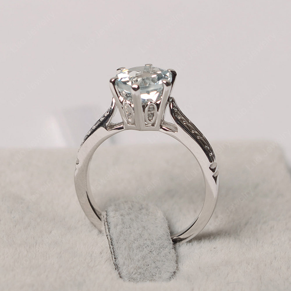 Vintage Aquamarine Cathedral Engagement Ring - LUO Jewelry