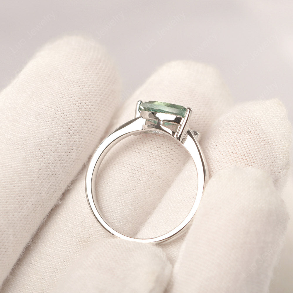 Green Sapphire Ring Swan Engagement Ring - LUO Jewelry