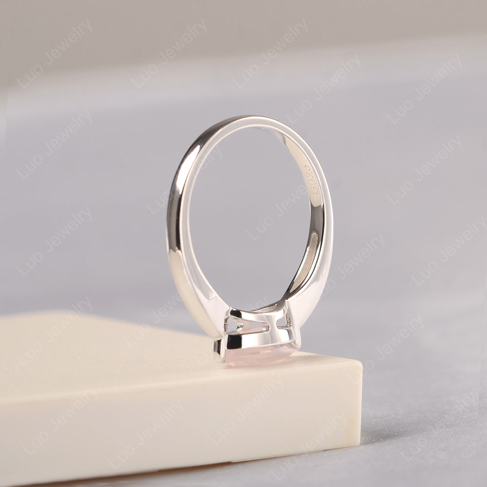 East West Marquise Cut Rose Quartz Solitaire Ring - LUO Jewelry