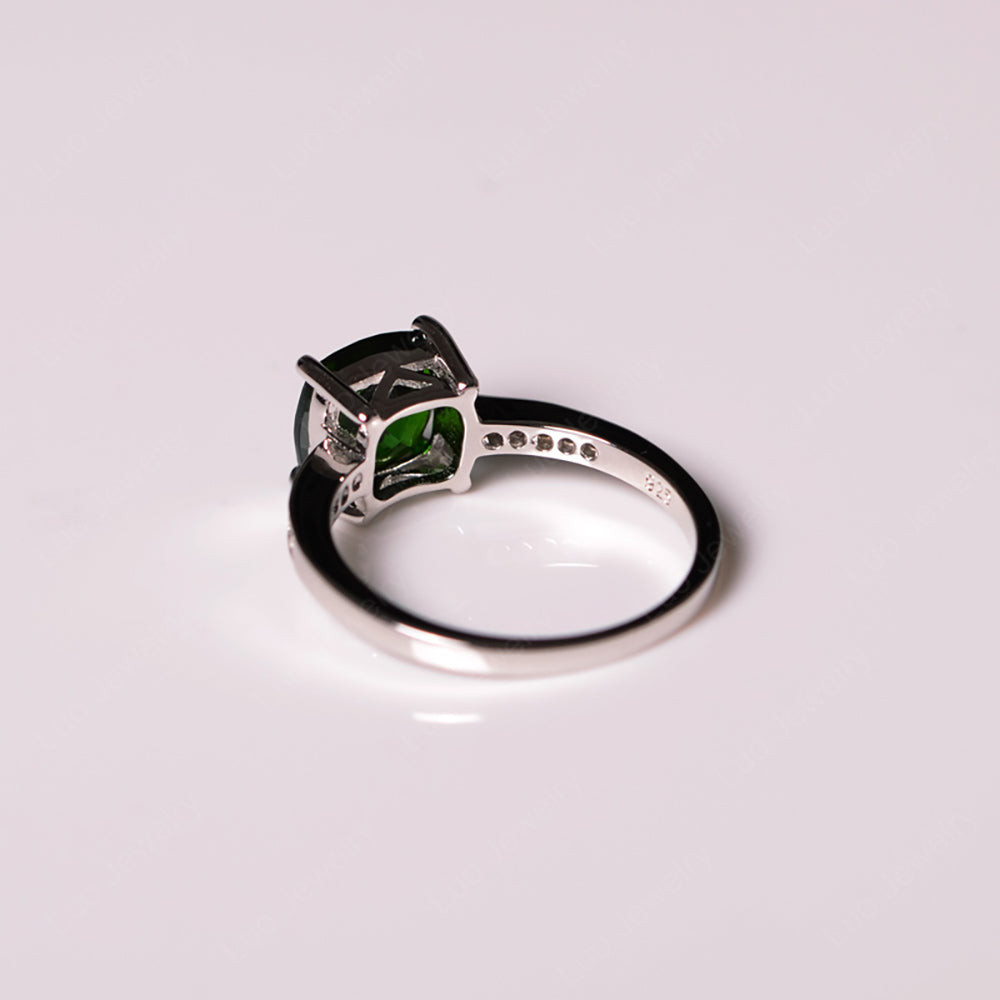 Diopside Engagement Ring Cushion Cut Gold - LUO Jewelry