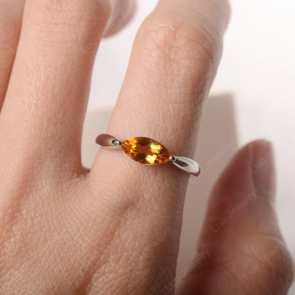 East West Marquise Cut Citrine Solitaire Ring - LUO Jewelry