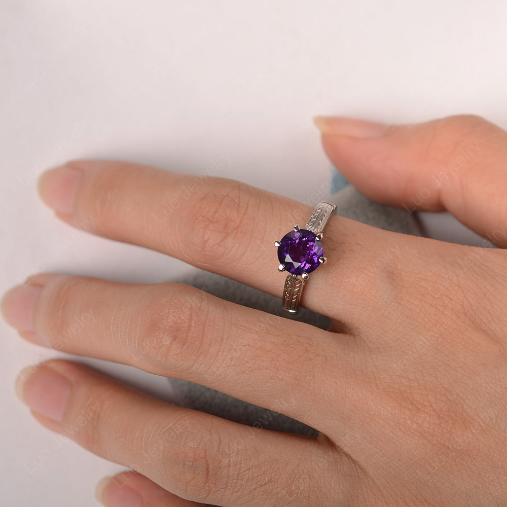 Vintage Amethyst Cathedral Engagement Ring - LUO Jewelry
