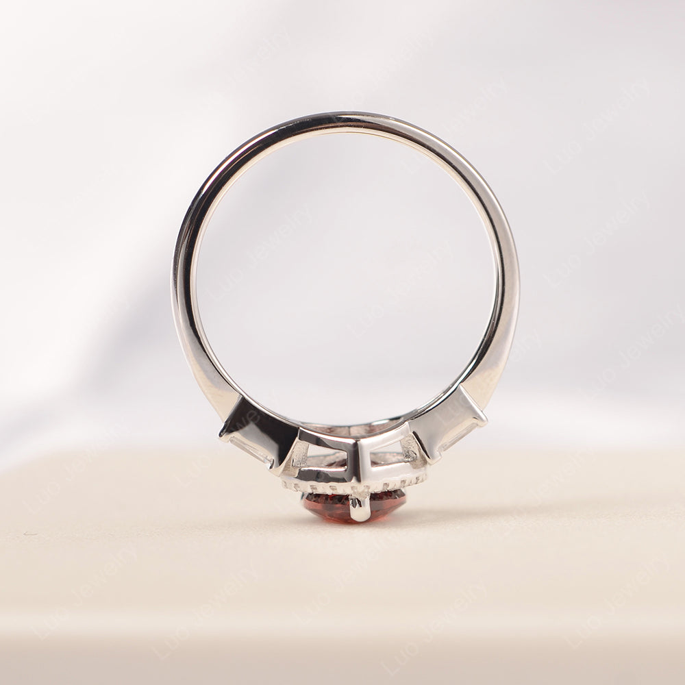 Hear Cut Garnet Halo Wedding Ring Rose Gold - LUO Jewelry