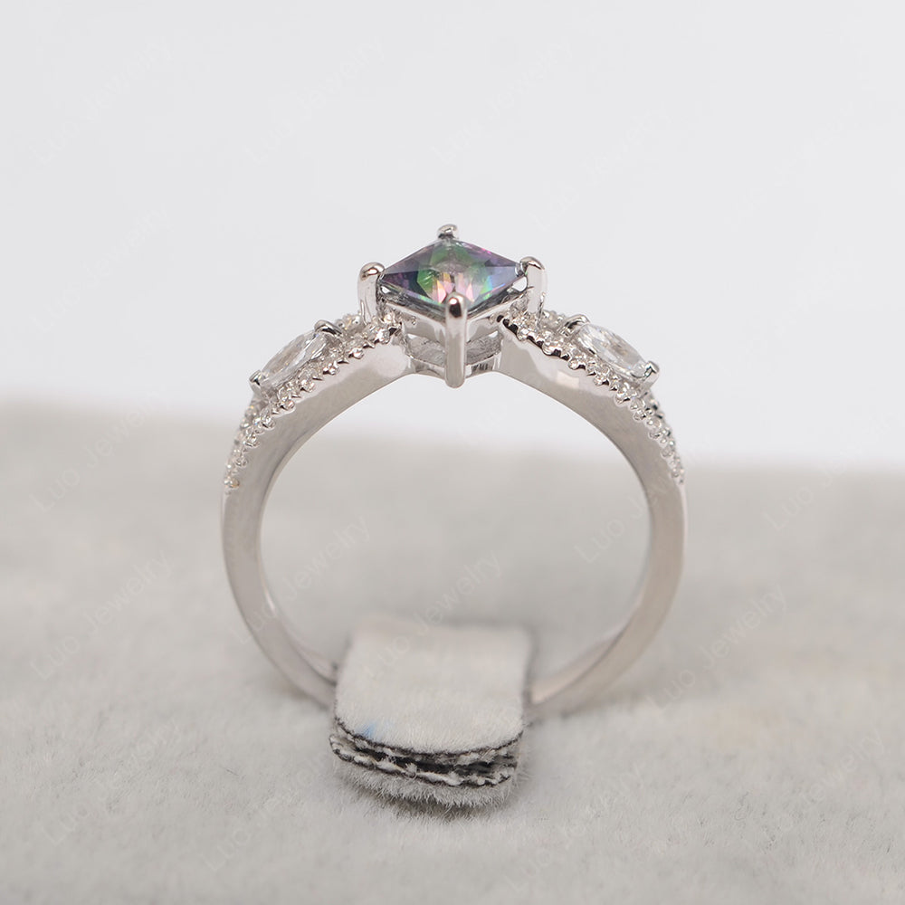 Vintage Princess Cut Mystic Topaz Ring Rose Gold - LUO Jewelry