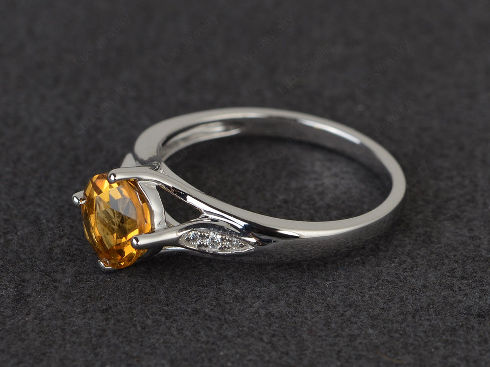 Vintage Round Cut Citrine Ring Sterling Silver - LUO Jewelry
