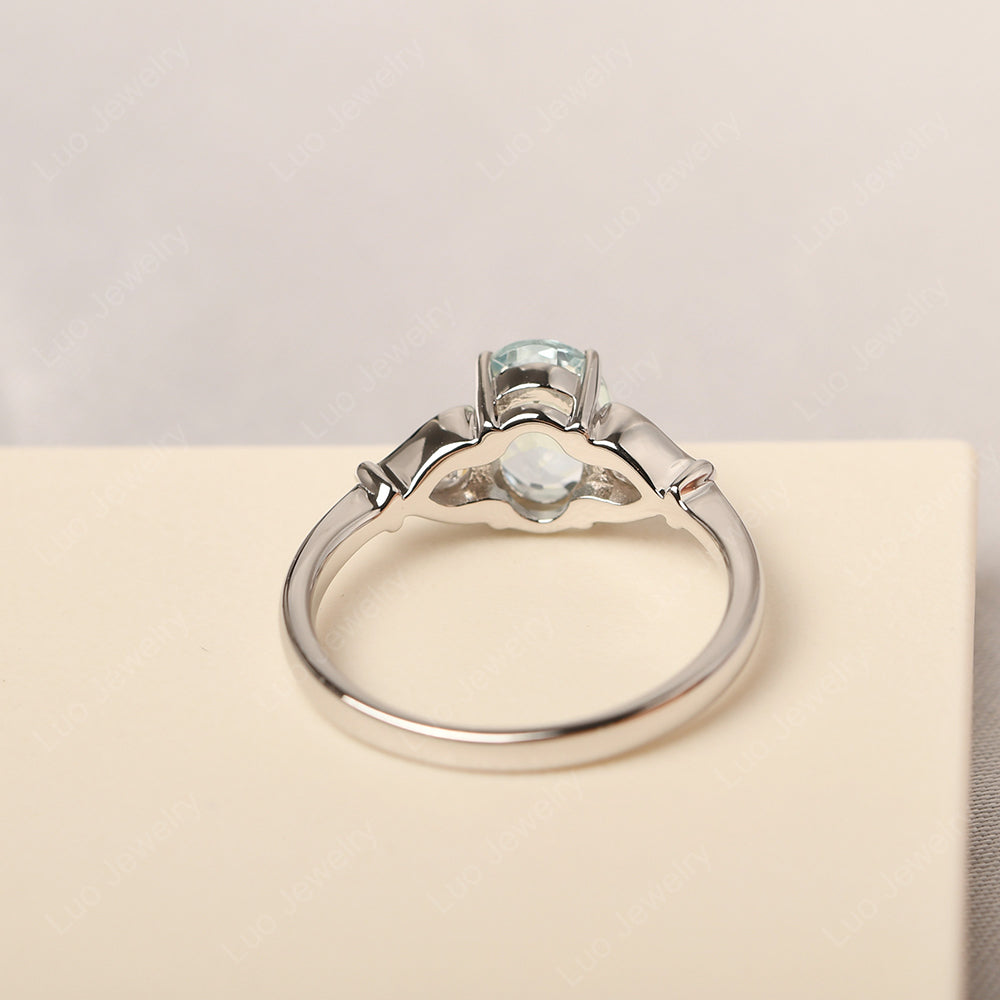 Vintage Aquamarine Ring With Pear Side Stones - LUO Jewelry