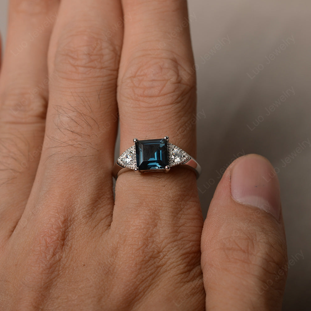 London Blue Topaz Engagement Ring Square Cut - LUO Jewelry