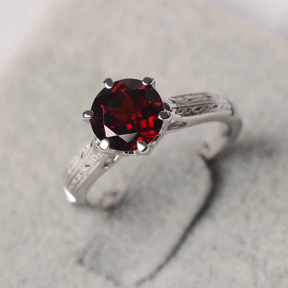Vintage Garnet Cathedral Engagement Ring - LUO Jewelry