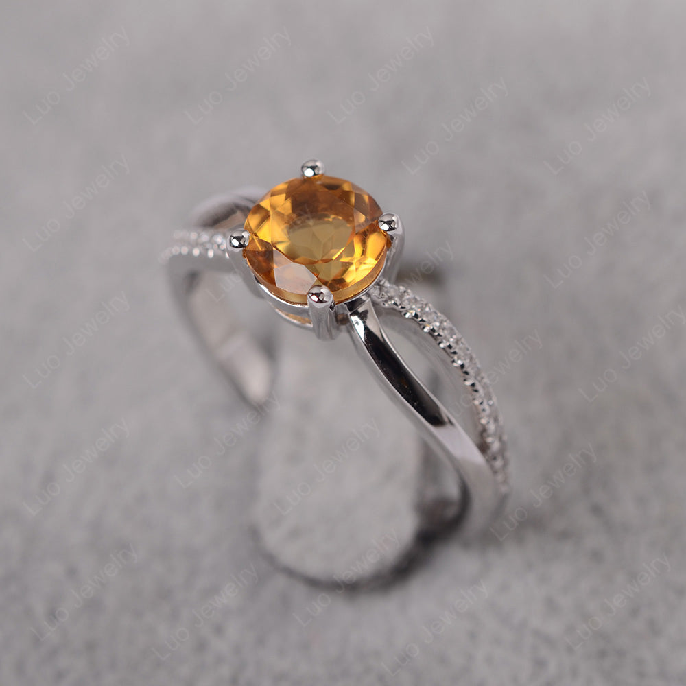 Citrine Ring Split Shank Engagement Ring - LUO Jewelry